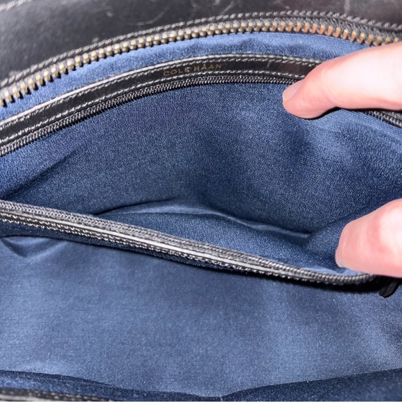 Cole Haan Black Leather Structured Tote Handbag - Picture 10 of 16